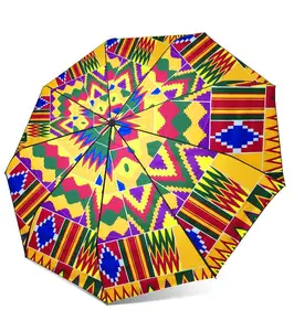 2019 Auto open African wax automatic fold umbrella waterproof