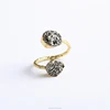 Mix Colors Adjustable Ring Two Natural Stone Titanium Double Wrap Ring for Gifts