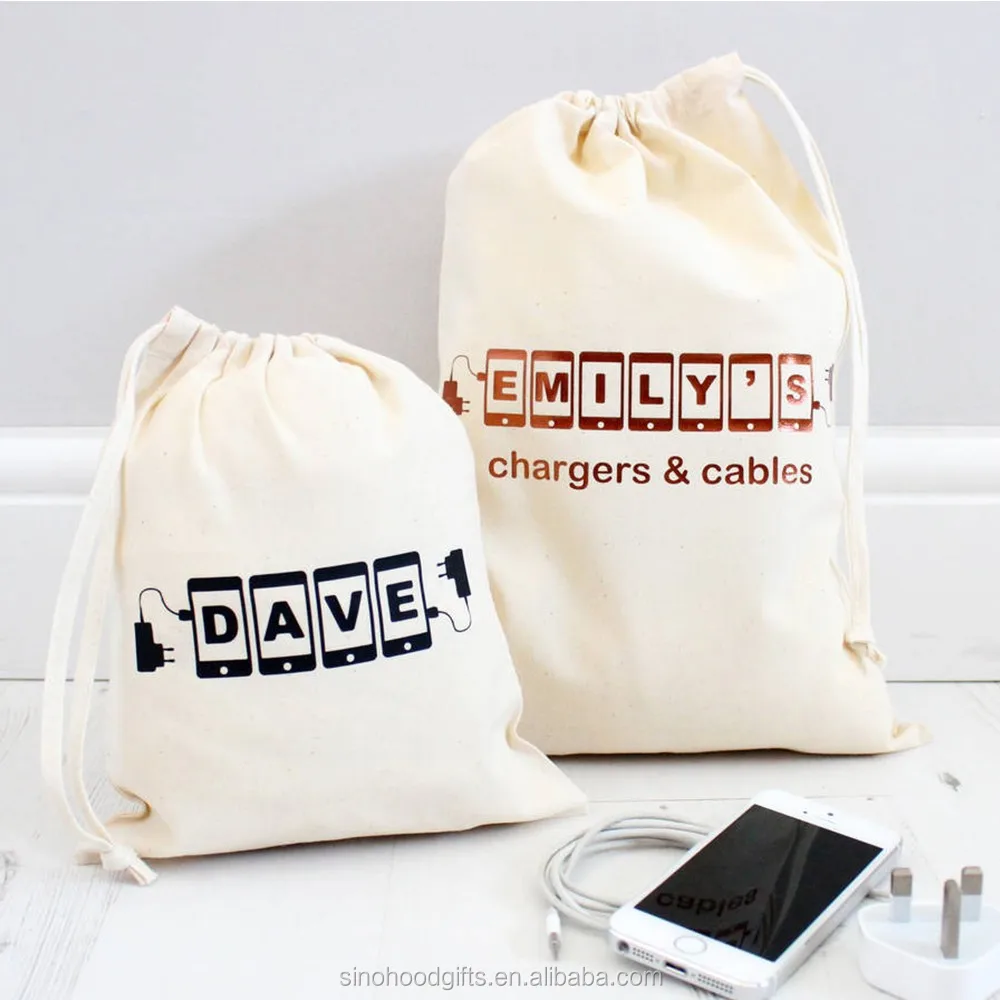 Wholesale 100 Cotton Eco Friendly Custom Muslin Cheap Drawstring Bags