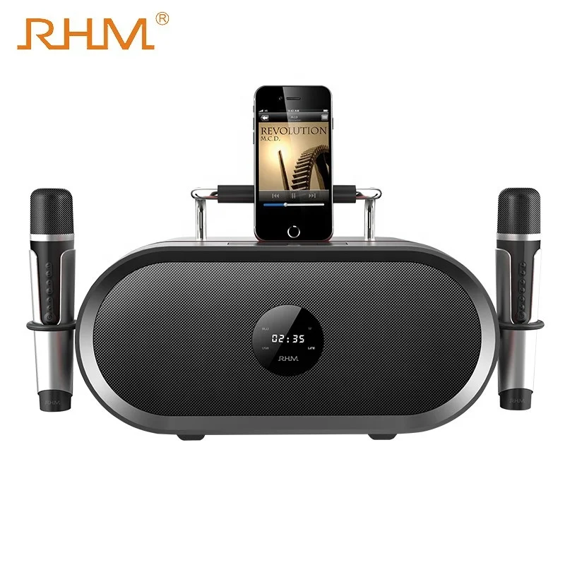 

RHM RM-K666 Portable Outdoor Karaoke Speaker with 2 Wireless Microphone Home Theatre System AUX/ TF/USB/BT/Micro USB