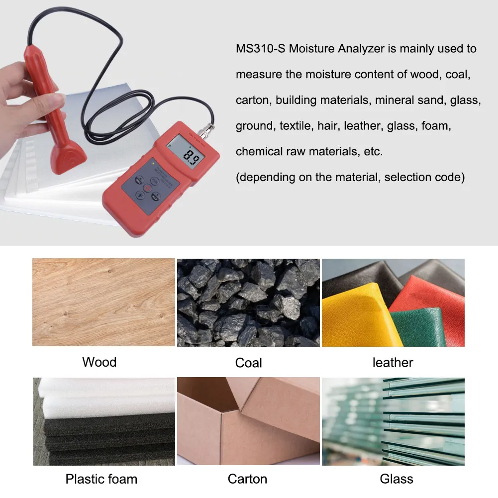 MS310-S Portable Wood Timber Paper Bamboo Concrete Textile Digital Inductive Moisture Tester