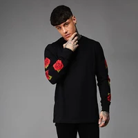 

Fashion long sleeves t shirt rose printing t shirts custom t shirt for men