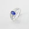 Shiny AAA Cubic Zircon Stone Rhodium Plating 925 Silver Ring with Blue Stone