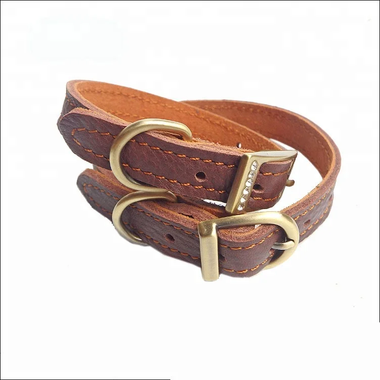 

Small Dog Cat Collar Top Layer Of Cow Leather Small Collar Real Leather Small Collar Pet Supplies, 5 colors