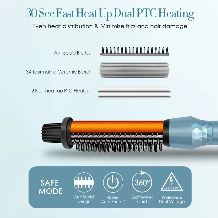 Hot Selling Product 2019 One Step Hair Comb Volumizer Straightener Curling Iron Brush