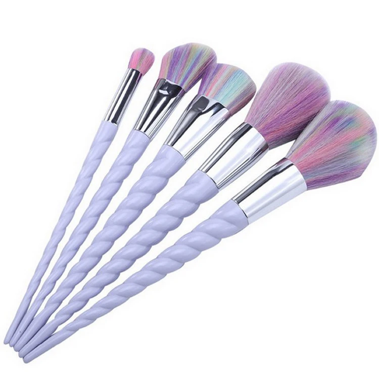 

5pcs 10pcs High Quality Violet Color Gradient Shaped Body Purple Synthetic Hair Makeup Brushes for Girls Cosmetic Tool, As pics