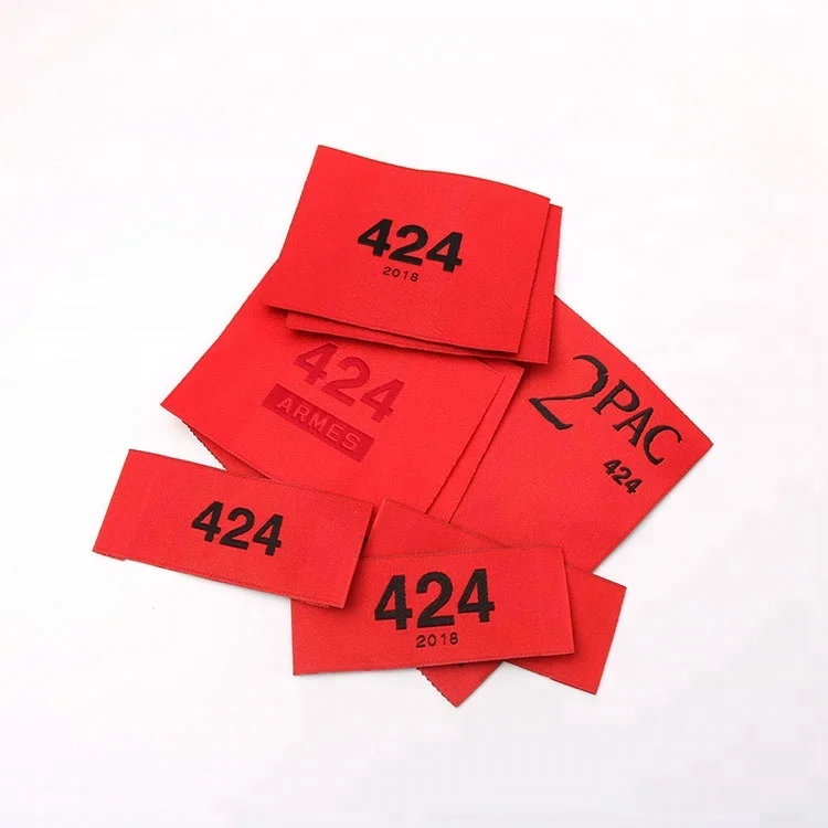 Private Brand Straight Cut High Density Machine Damask Wholesale Custom Logo Laser Cut Woven Clothing Tags Labels for Garment