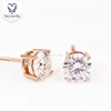Ytisi customized 14k/18k rose gold earring 1ct round heart&arrow cut moissanite screw back stud