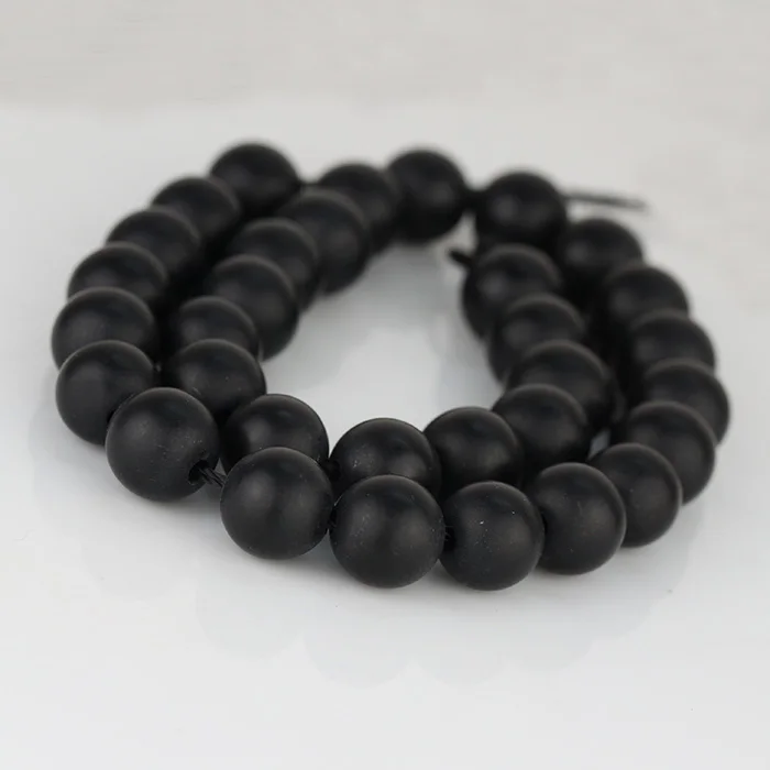 

Miss Jewelry Bracelets Natural Matt Black Agate Stone Gemstone Beads for Jewelry Making