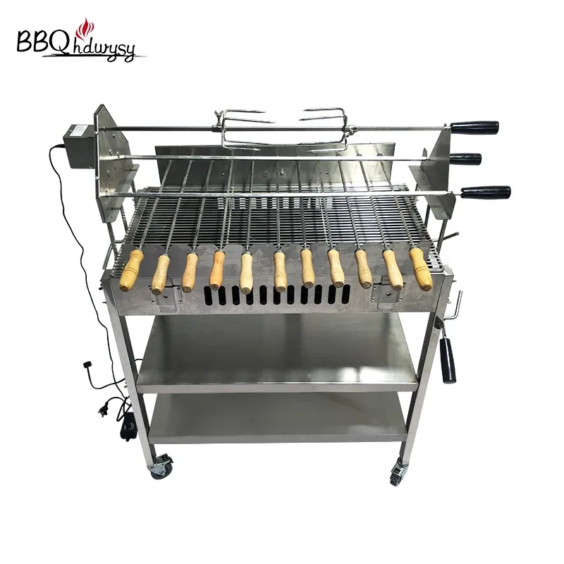 Chariot Barbecue Au Charbon De Bois Grec Brésilien Broche Chariot Barbecue Au Charbon De Bois Grec Brésilien Broche