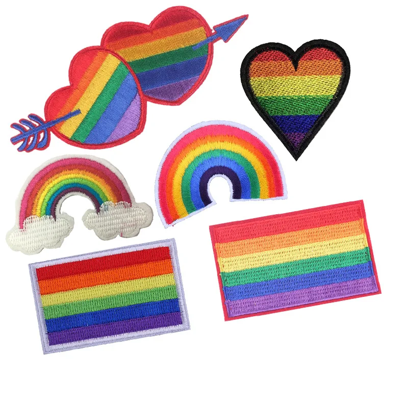 

High quality LGBT rainbow custom embroidery patches sew on / iron on for clothing, Pantone color