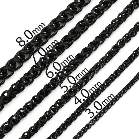 3/5/7/9/11mm MENS Chain Black Tone Curb Link Stainless Steel Necklace 18-36' HOT 