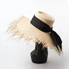 2019 Frayed Brim Raffia Straw Sun Hat for Beach UV protect