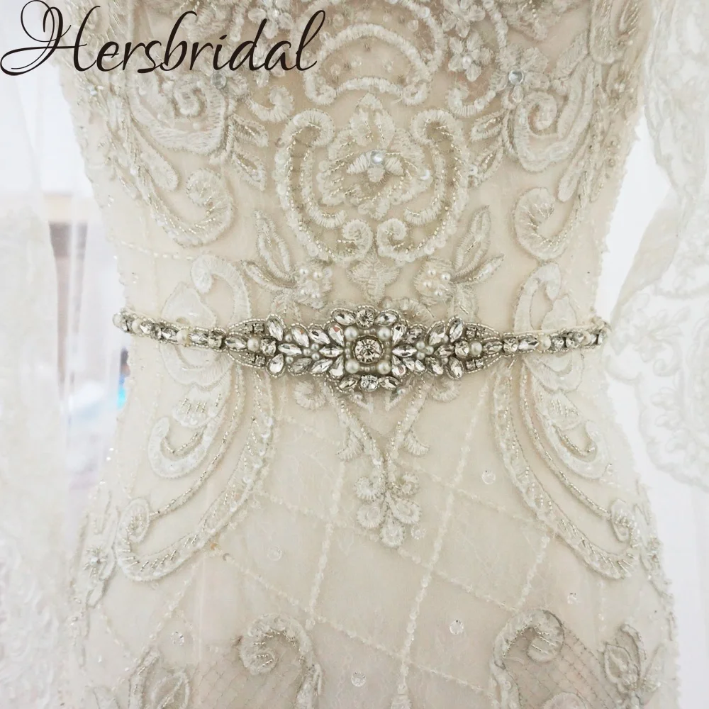 

Pearls And Rhinestone Bridal Belt Silver Sashes Wedding Dress Belt