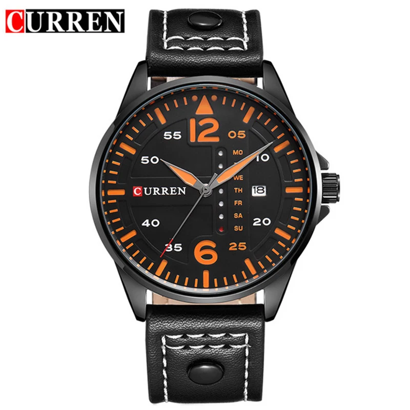 

New Curren 8224 Brand Fashion Men Wrist Watch Male Business Date Clock Leather Strap 8 Color Military Sports Luxury Quartz Watch