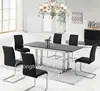 Elegant 6 seaters rectangle glass board and glass dining sets