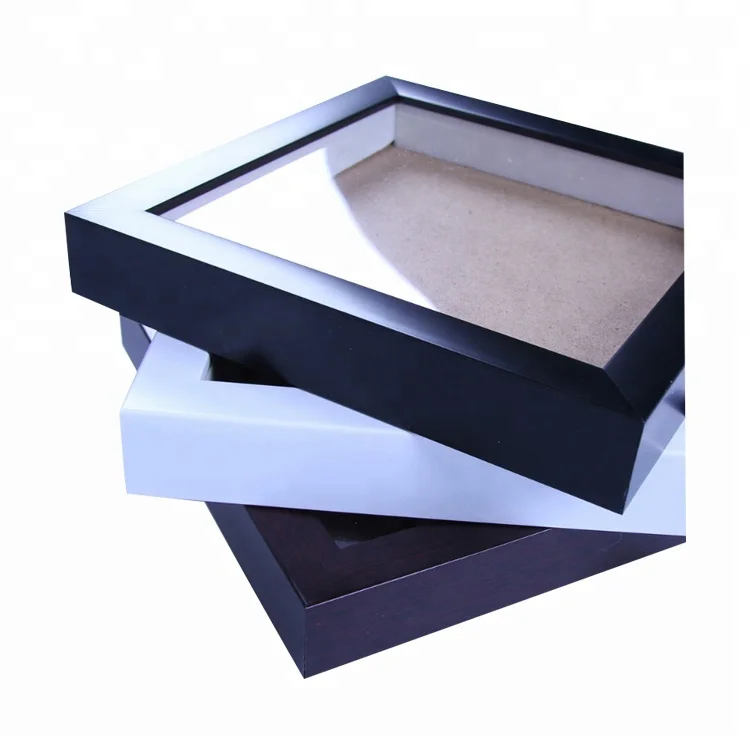 Wholesale Custom 8x10 PS Black or white shadow box photo picture frame,wooden square glass 3D deep shadow box photo frame