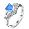INFANTA JEWELRY Factory 925 Sterling Silver Ring Diamond Engagement Blue Opal Heart Shaped Wedding Ring Couple Ring 2018