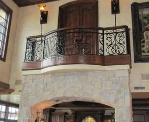 Wood Wrought Iron Interior Curved Balcony Railings