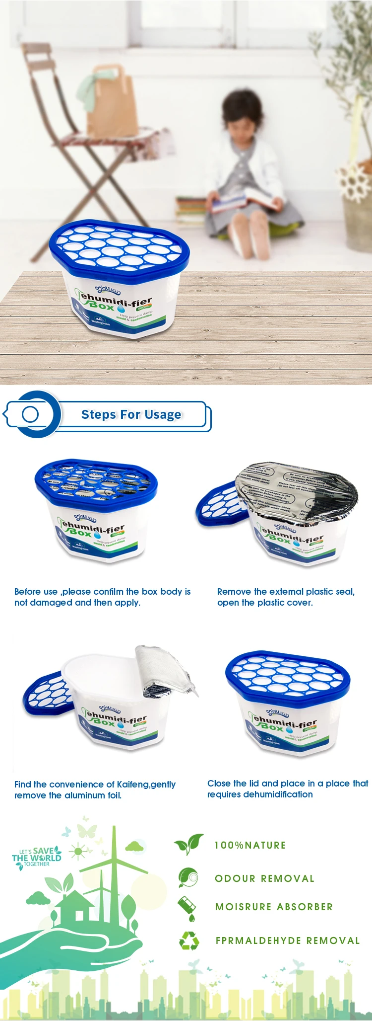 Wardrobe damp rid dehumidifier moisture absorber box