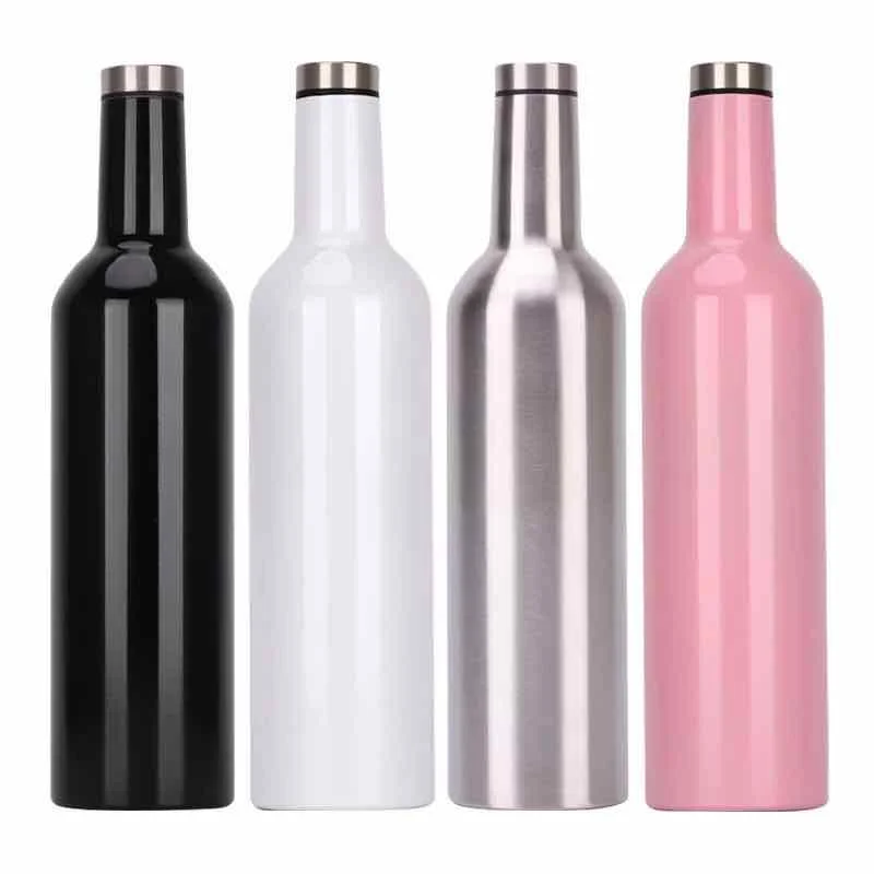 

750 Ml Insulated 304 Stainless Steel Sports Water Bottle Flask Wine Growler Stainless Steel Water Bottle