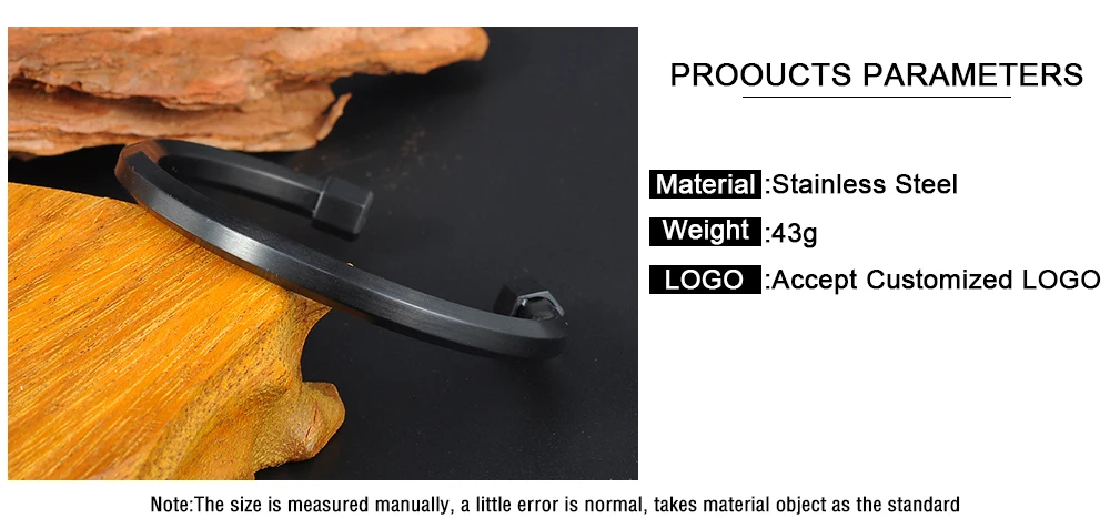 Latest Design Gold Silver Black Stainless Steel Mens Open Cuff Bangle Bracelets