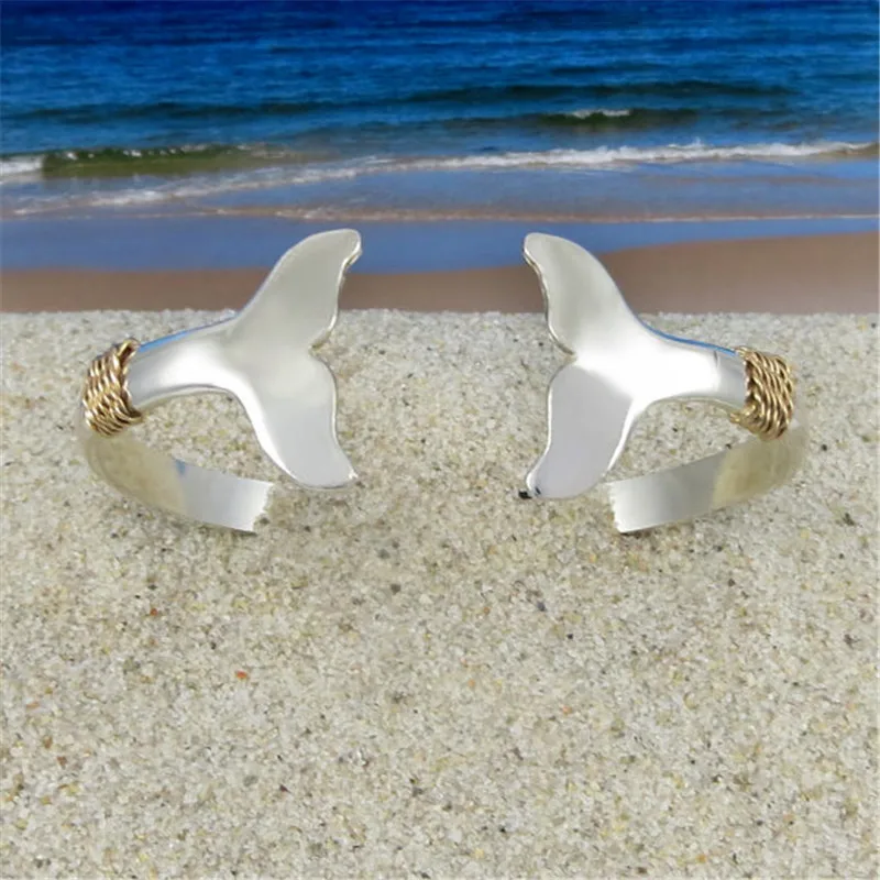 

2018 New Model Silver Plated Jewelry Customized  Fish Tail Cuff Bracelets for Ladies
