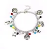 Marvel Comic Super Hero X-Men Charm Bracelet The Thor Helmet X Wolf Man Logan Crystal Beads Bracelet