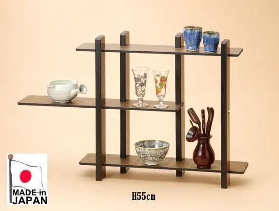 kayu rak rak display rak buatan jepang alat keramik vas 