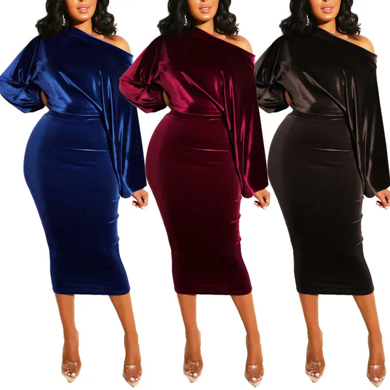 81225-MX17 high quality sehefashion wholesale one shoulder midi dresses women