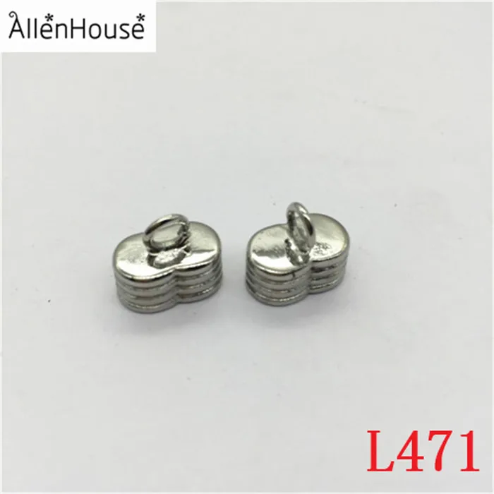 Custom Double 5mm Holes Stainless Steel Metal Cord End Caps With Spring