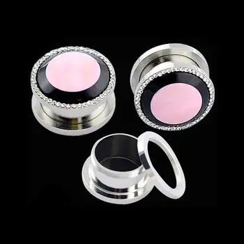 Stainless Steel Crystal Ear Tunnel 