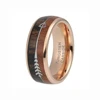 Tungsten Wedding Rings Koa Wood Zebra Arrows Inlay Vikings Hunting Band Rose Gold