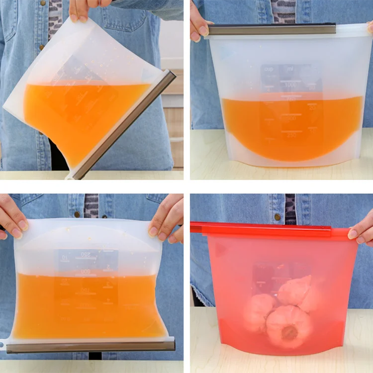 Wholesale Hot Selling New Product Reusable Food Container Silicone Freezer Vacuum Food Zipper Storage Bag