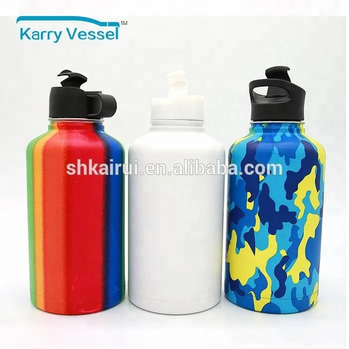 18/8 Stainless Steel Powder Coated Wide Mouth Vacuum Insulated Water Bottle With Extra Lid