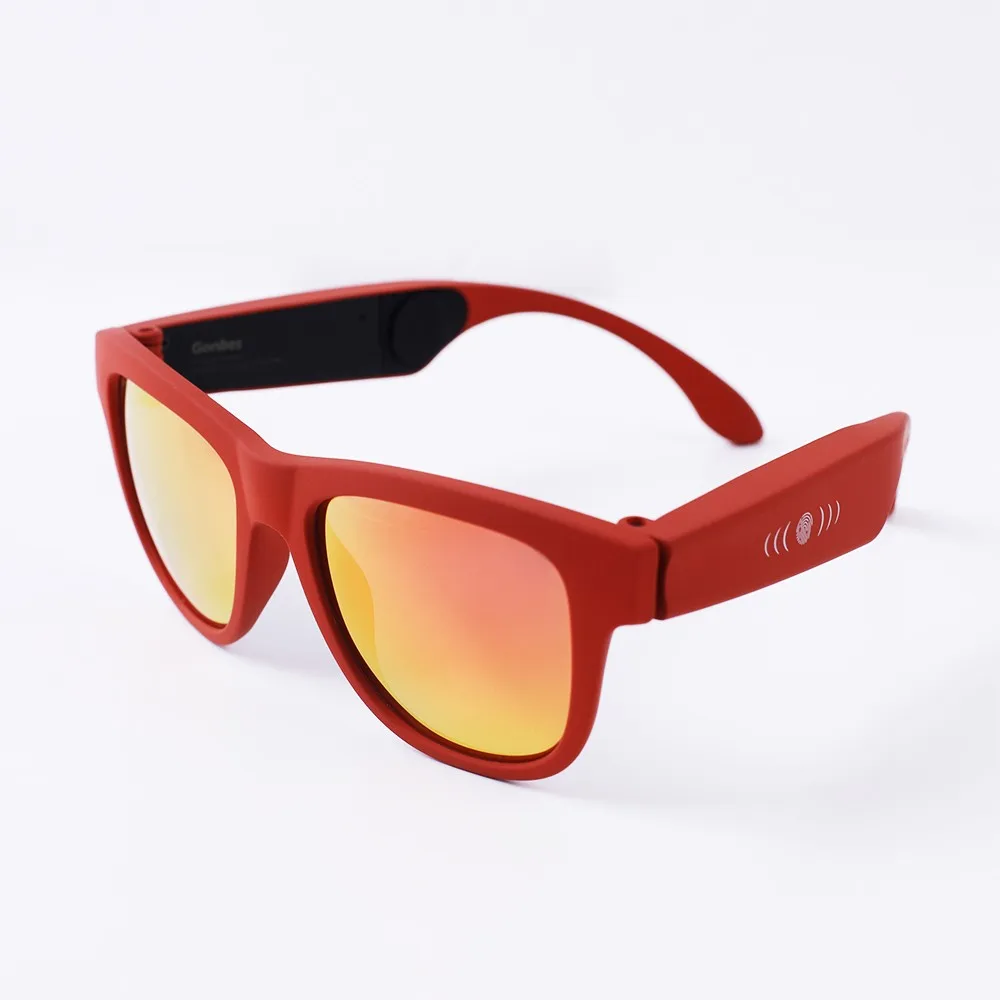 

China best bone conduction bluetooth V5.0 headphone earphone sunglasses for sport, Red, blue, black