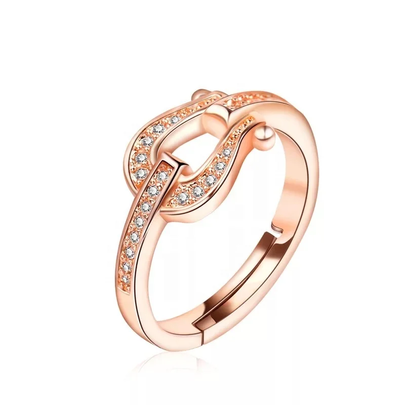 

Hot Sales Promotion  Fits All Copper Adjustable Rings Simple Love Diamond Ring for Girls, Rose gold