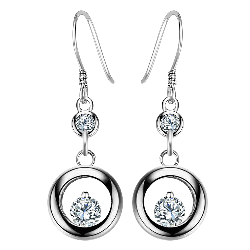 

Hainon Round zircon earrings silver plating women fine drop earrings wedding wholesale
