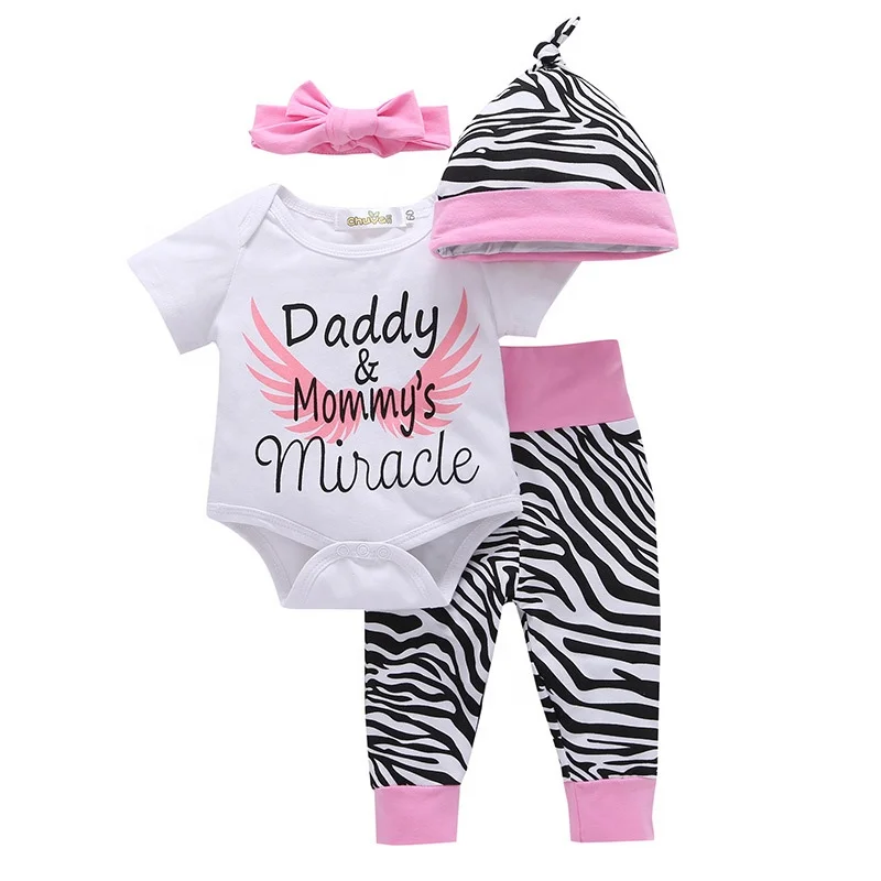 

Wholesale Fashion Baby Clothing Set Print Blouse Stripe Pants Baby Romper, As pic