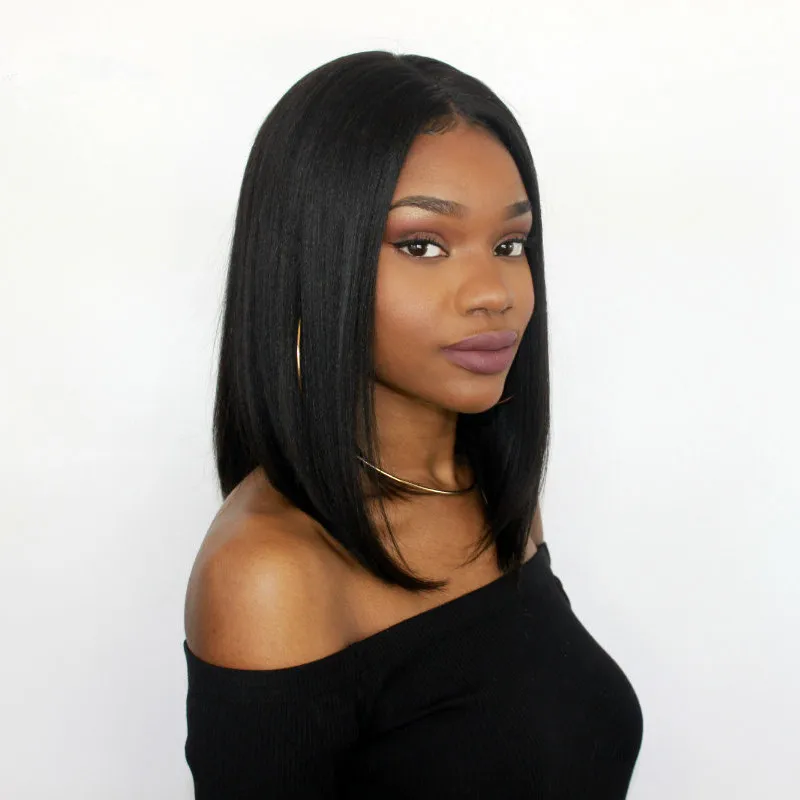 

Premier 130% Density Indian Remy Human Hair Short Bob Italian Yaki Full Lace Wig