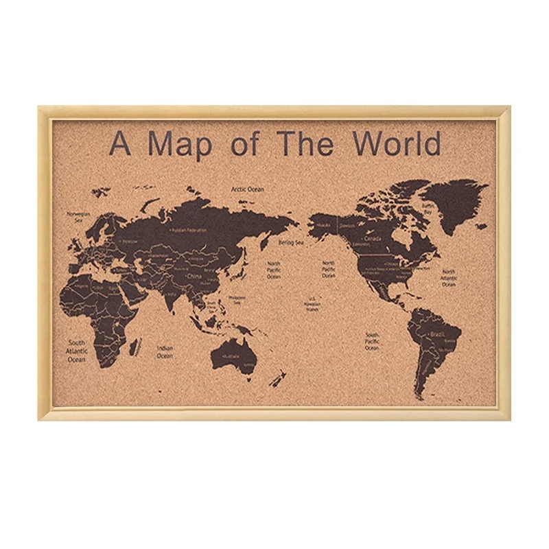 Wall Map With Frame Cork Board For Decoration Buy Decoration