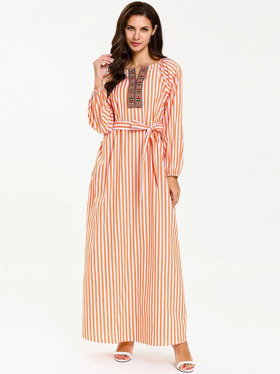 cotton striped maxi dress