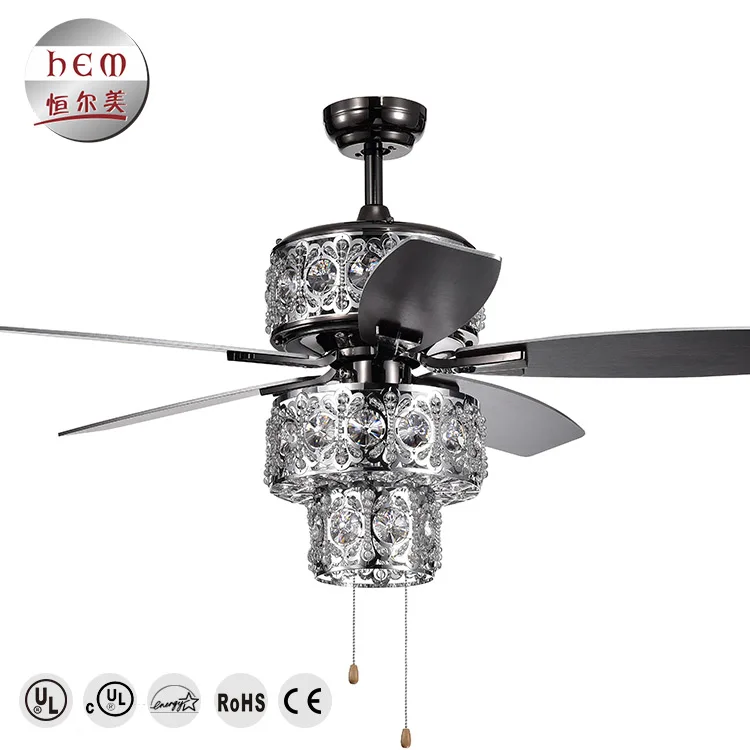
Concise durable luxury dining crystal ceiling fan lamp 