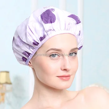 shower cap with terry cloth