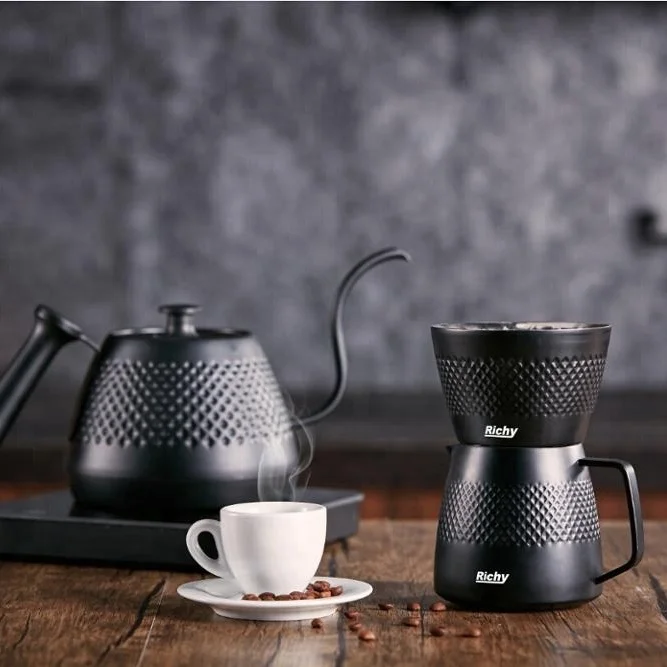 

2ppl V01 Tea Coffee Stainless Steel Barista Pour Over Coffee Dripper, Black
