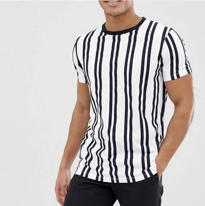 

OEM custom color block t shirt men with multicolor stripes o-neck short sleeves t shirts for men, Multi