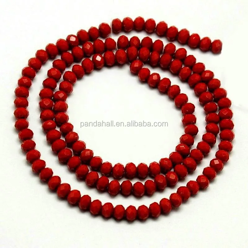 

PandaHall 4x3mm Rondelle Beads Red Beads Faceted Opaque Solid Crystal Glass Abacus Beads Strings