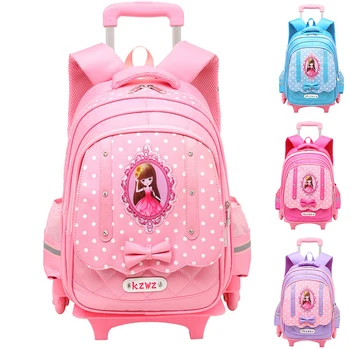 Primary Student School Bag Kids Waterproof Wheeled School Trolley ...