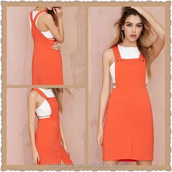 orange overalls dress