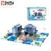 3D architecture puzzle plastic building block with mini electric train